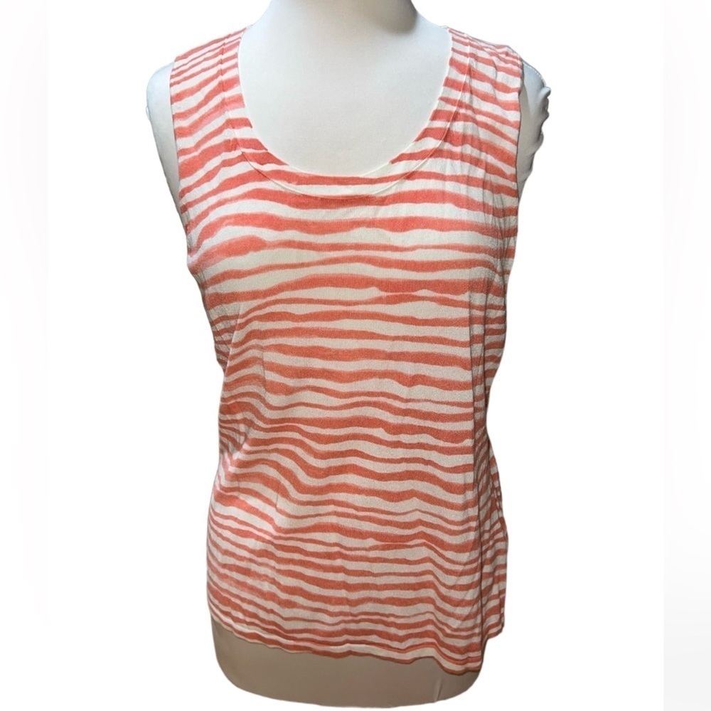 Lafayette 148 New York Sleeveless Striped Top - Large